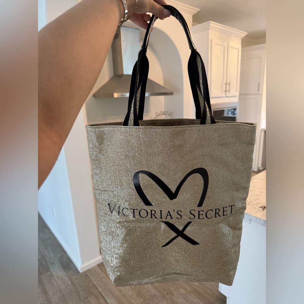 Victoria's Secret Gold Glitter Tote Bag